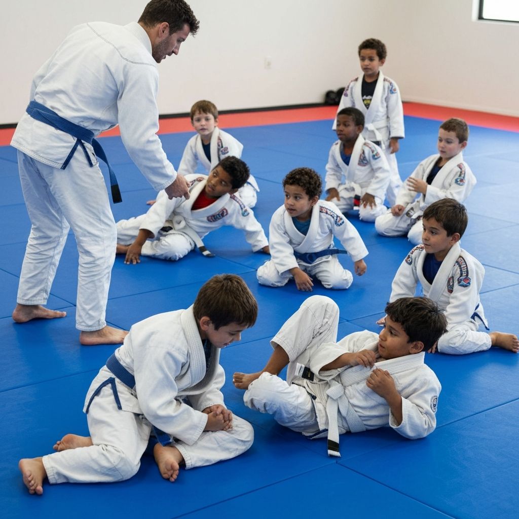 Kids Brazilian Jiu Jitsu class in action
